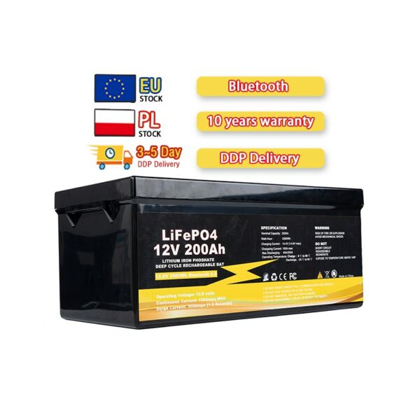 Eu Stock 12V 200Ah Lifepo4 Battery